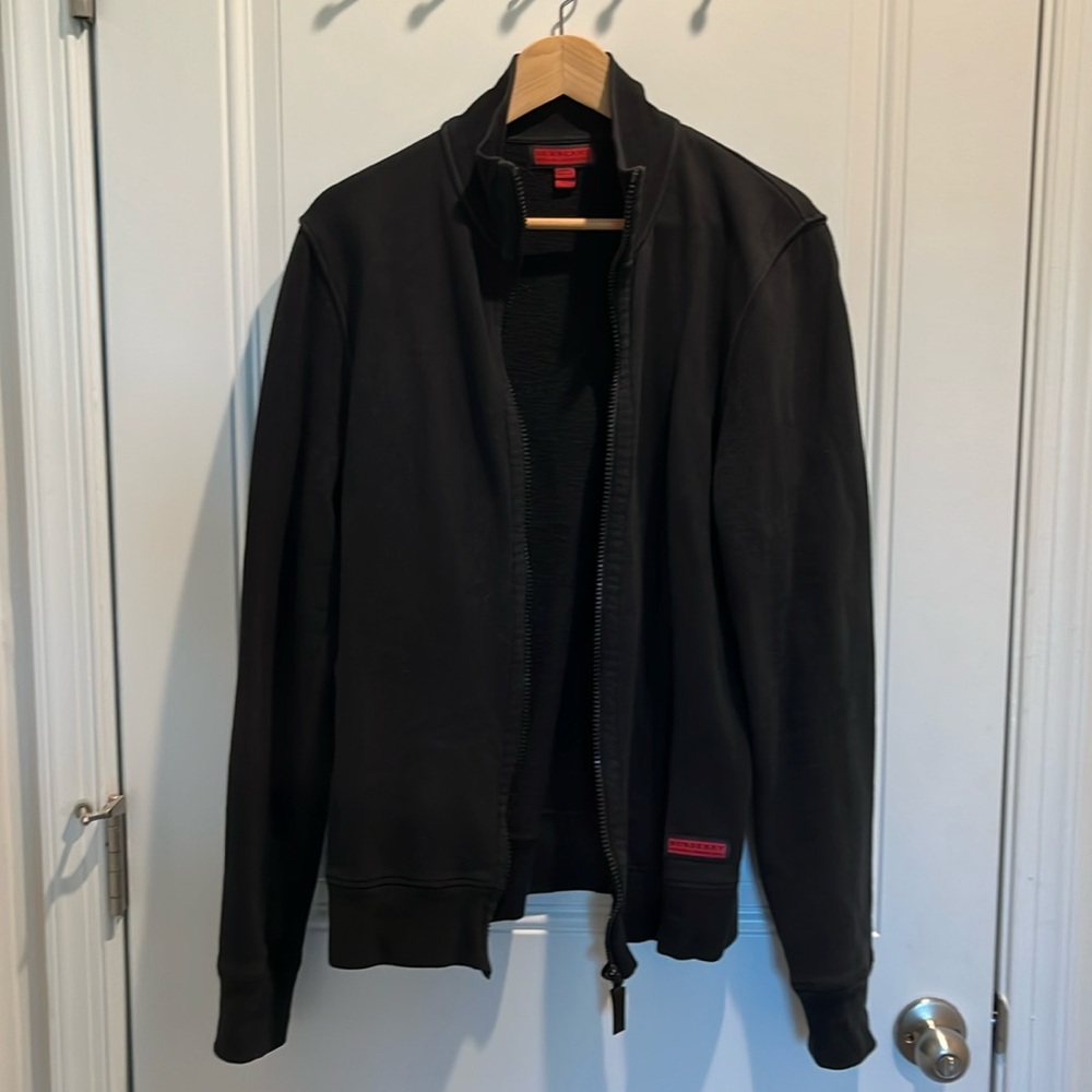 Burberry Men’s XL Cotton Zip Up Lightweight Black Jacket
